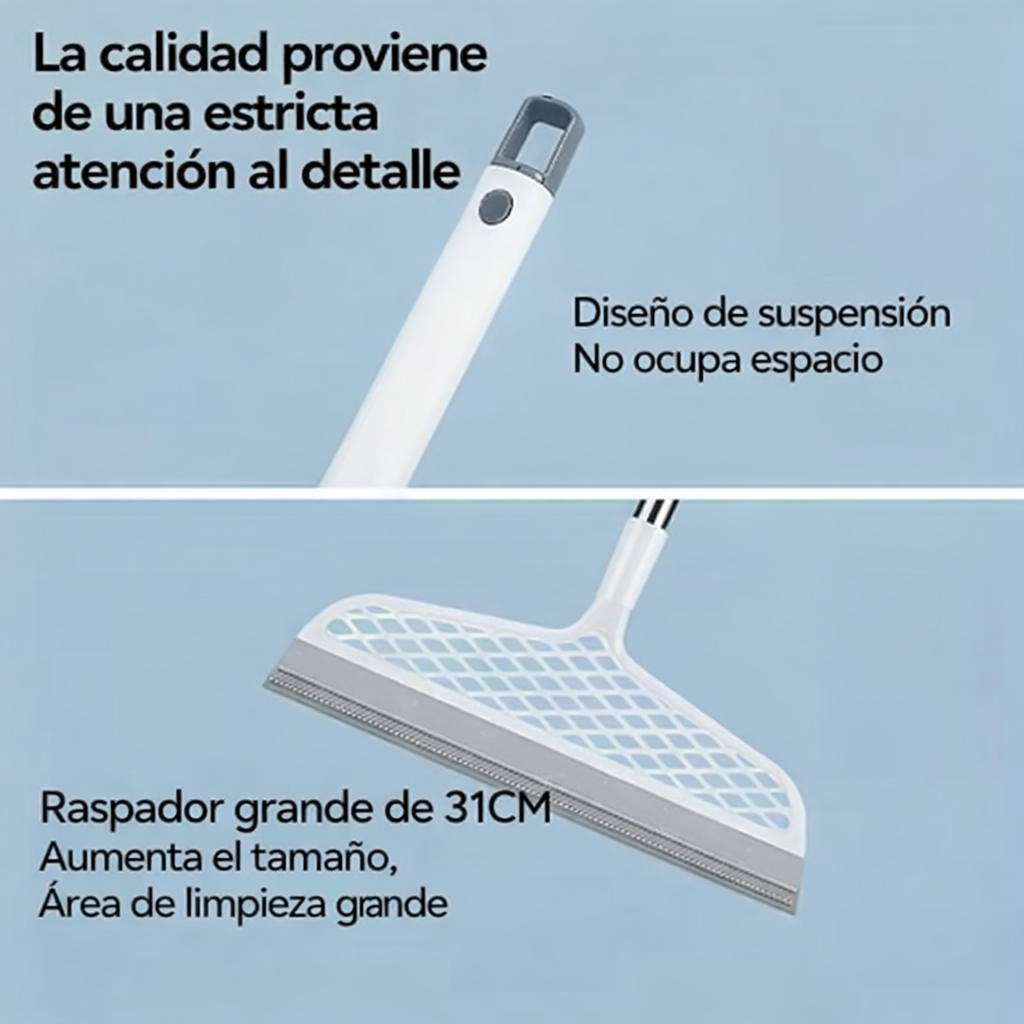 Escoba de silicona multiuso usada en pisos, vidrios y diferentes superficies del hogar